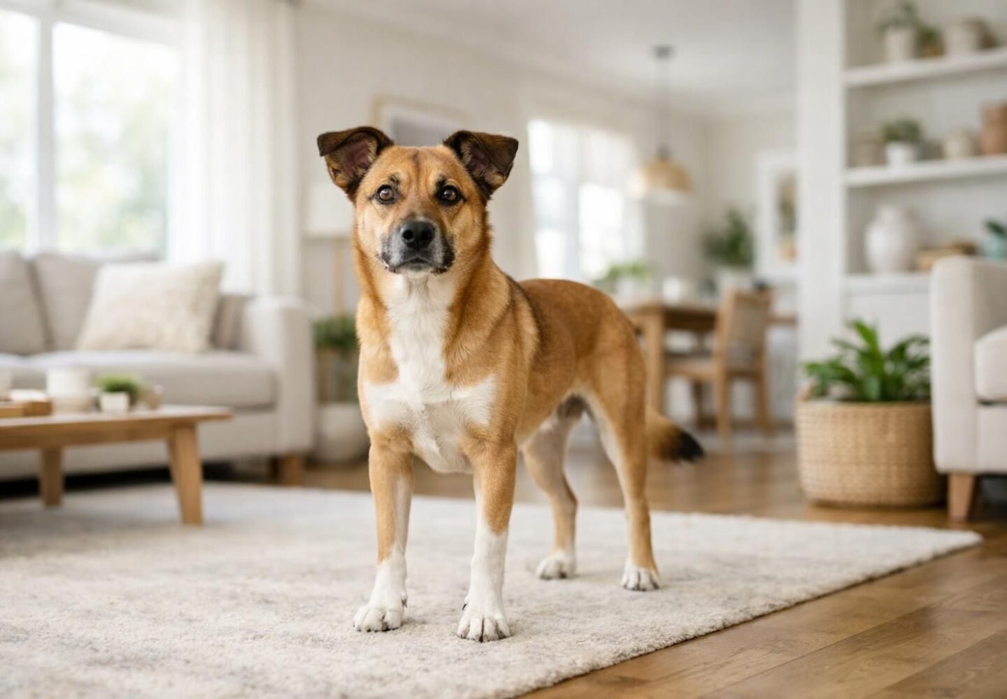 Chien musclé et en bonne santé, bien nourri en protéines