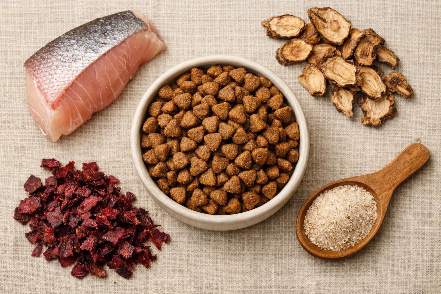 Croquettes pour chat avec poisson, chicorée et psyllium pour la digestion